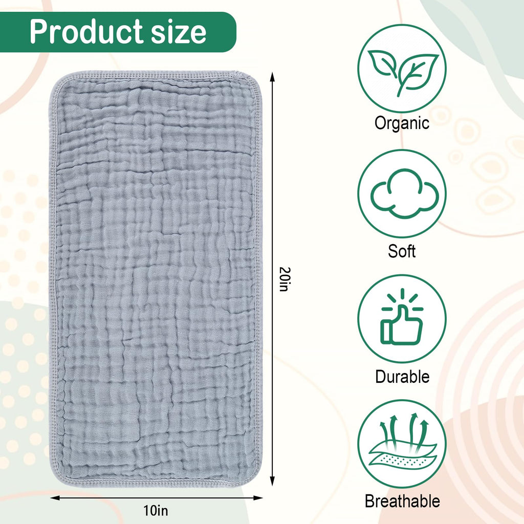 10 Pack Muslin Burp Cloths, 20x10Inch, 10 Mixed Colors, Soft Absorbent Baby Burping Rags