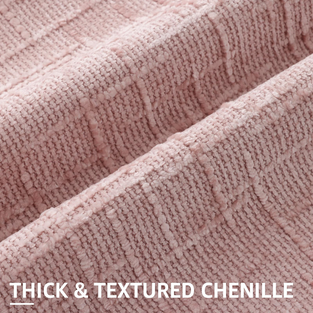 Textured Chenille Throw Pillow Covers 16x16 Set of 2 Light Pink