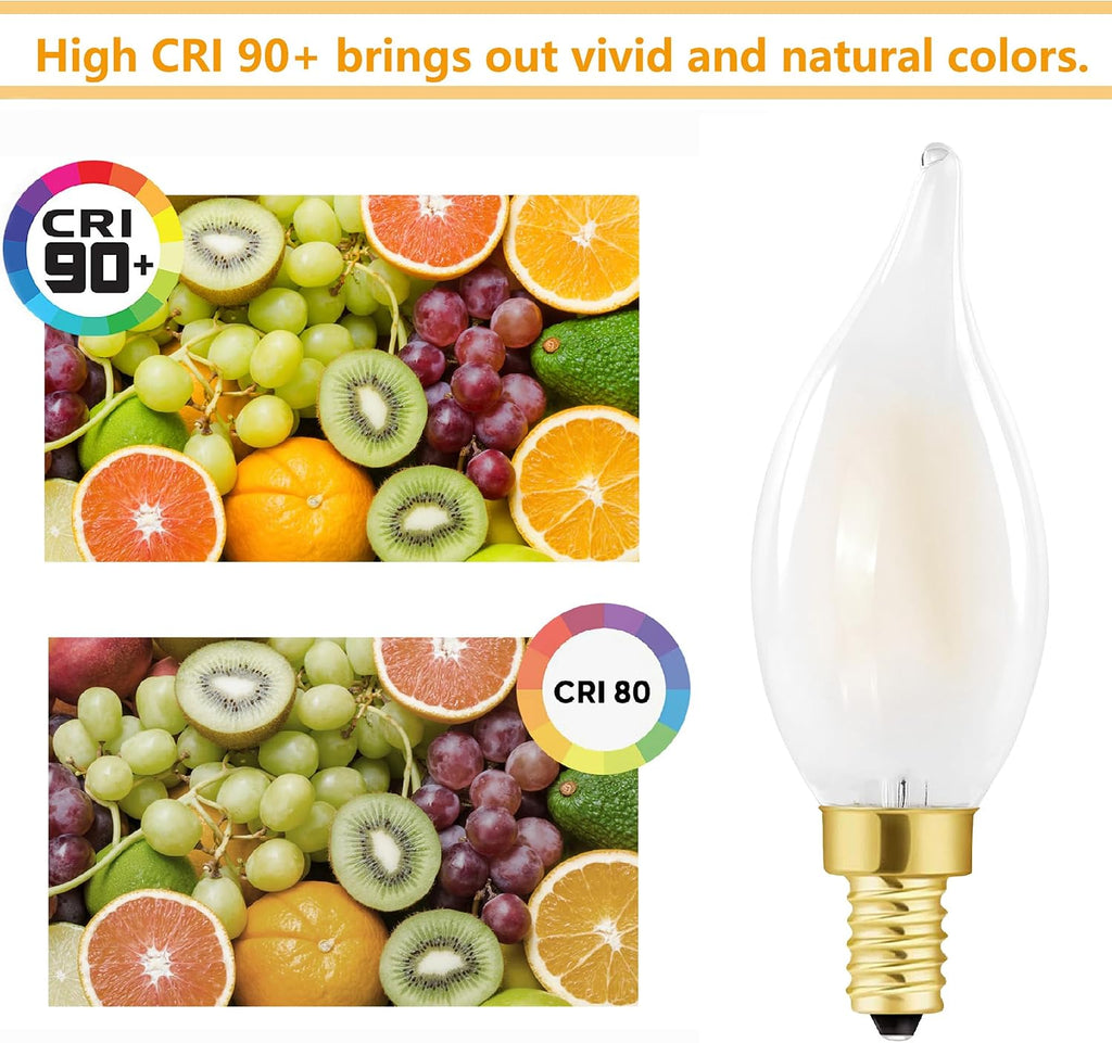 Dimmable E12 Candelabra LED Bulb 25watt, Frosted LED Chandelier Light Bulbs,Type B 2700k Warm White, 2W Equal