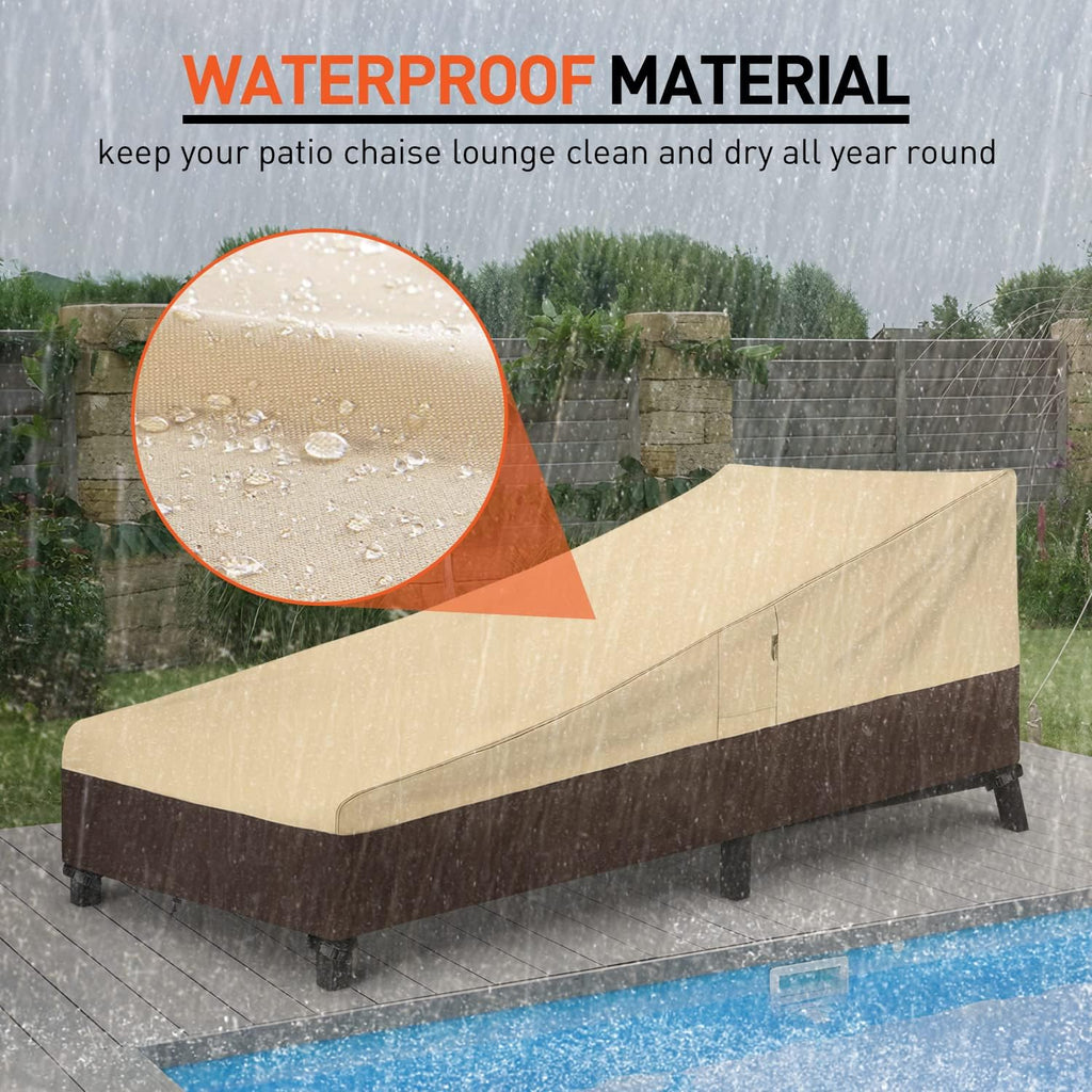 Waterproof Outside Lounge Chair Covers 2 Pack, Heavy Duty Patio Chaise Lounge Covers for Outdoor Furniture, Protect