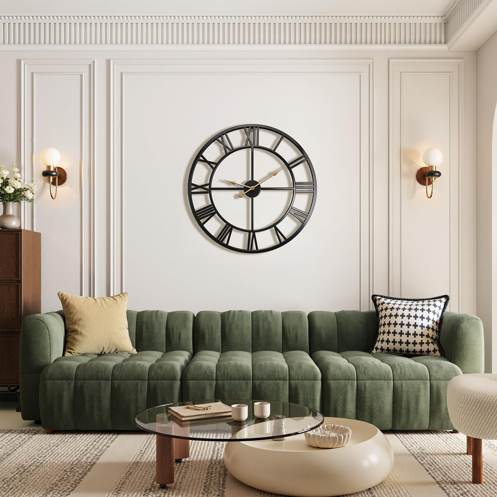 32 Inch Large Wall Clock, Roman Numeral Metal Oversized Wall Clocks