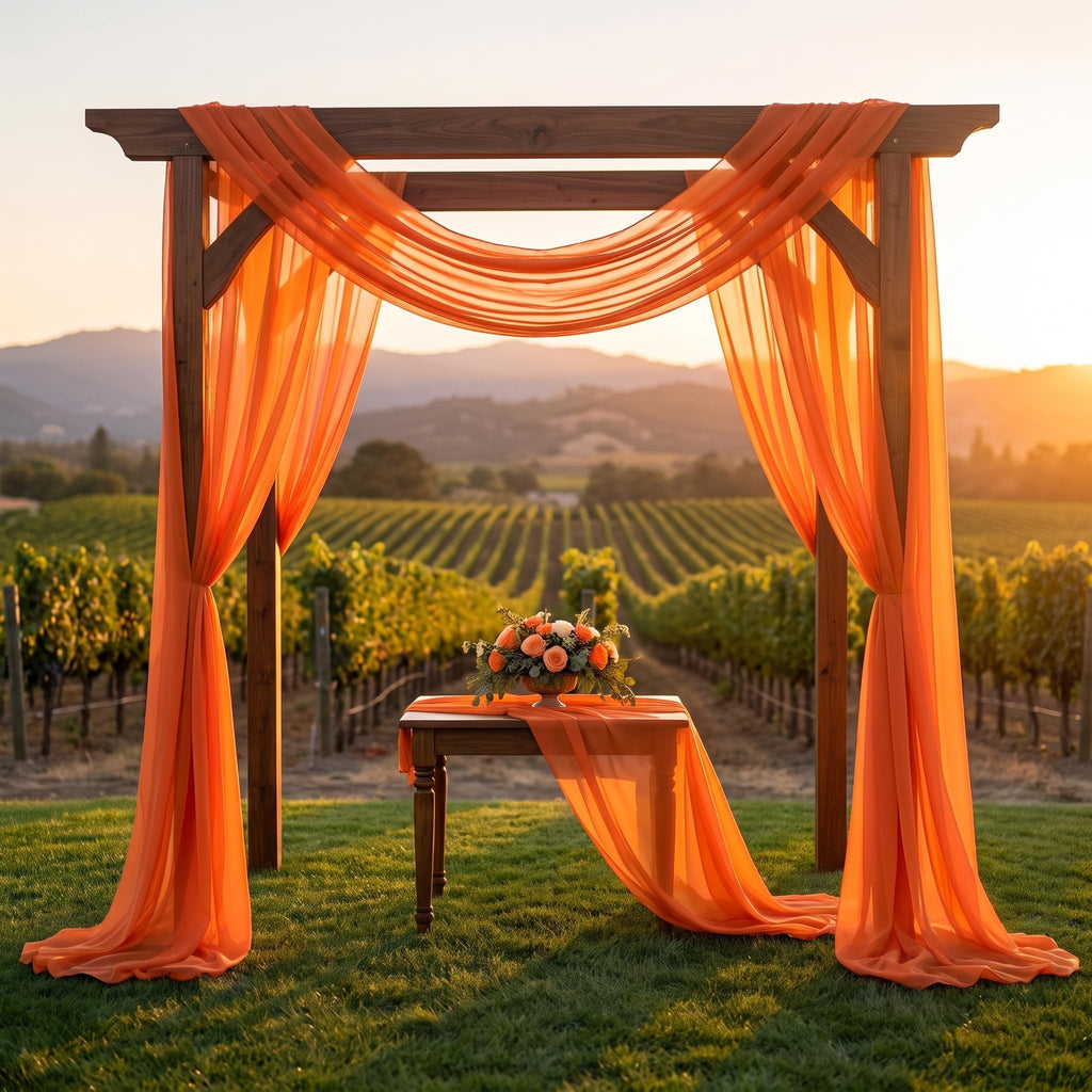 Orange Sheer Curtains 120 Inches Long Chiffon Drapes 2 Panels 29x120