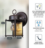 1161-RP Porch Outdoor Wall Lantern Sconce, 8in H, Rust Patina