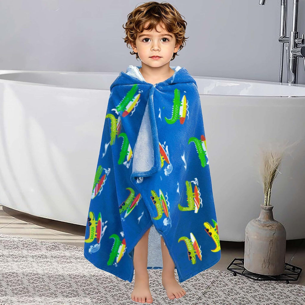 Crocodile Toddler Bath Towel Age 3-5,100% Cotton,Crocodile
