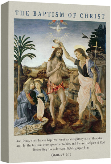 Canvas Print Wall Art The Baptism of Christ by Leonardo da Vinci Spiritual & Religious Master Artist Illustrations