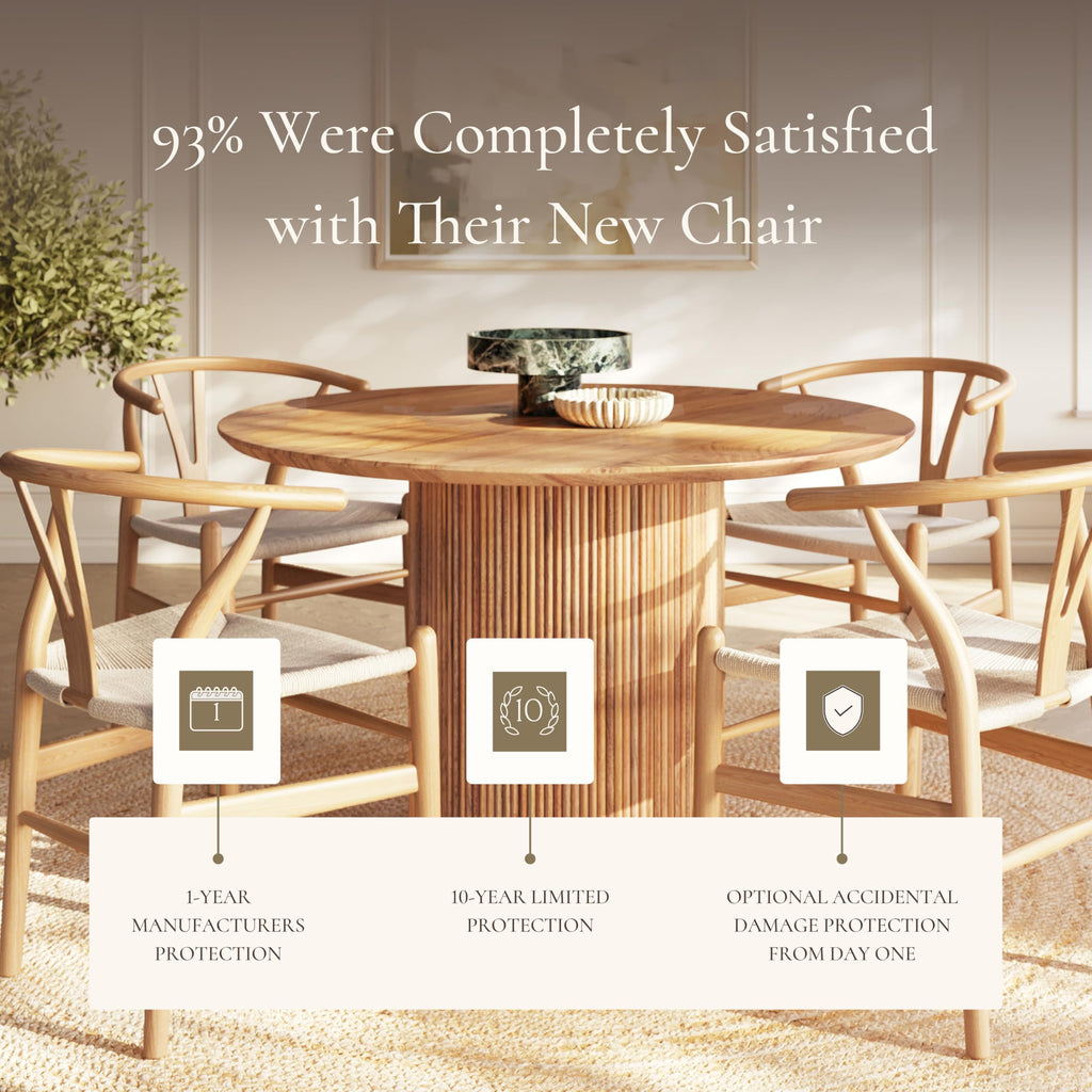 & BARK Weave Dining Chair - Mid-Century Modern Wishbone Dining Chair with Arms, Solid Wood Frame, Indoor Use - Oak