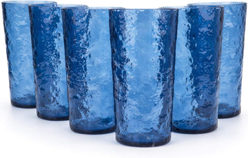 18-ounce Acrylic Highball Glasses Plastic Tumbler, set of 6 Blue