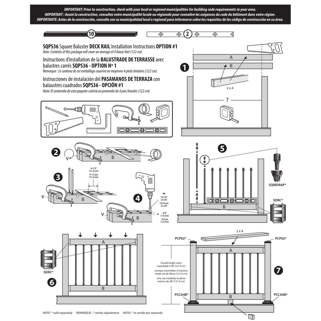 3/4" Square x 36"L Galvanized Square Balusters - 10 Pack