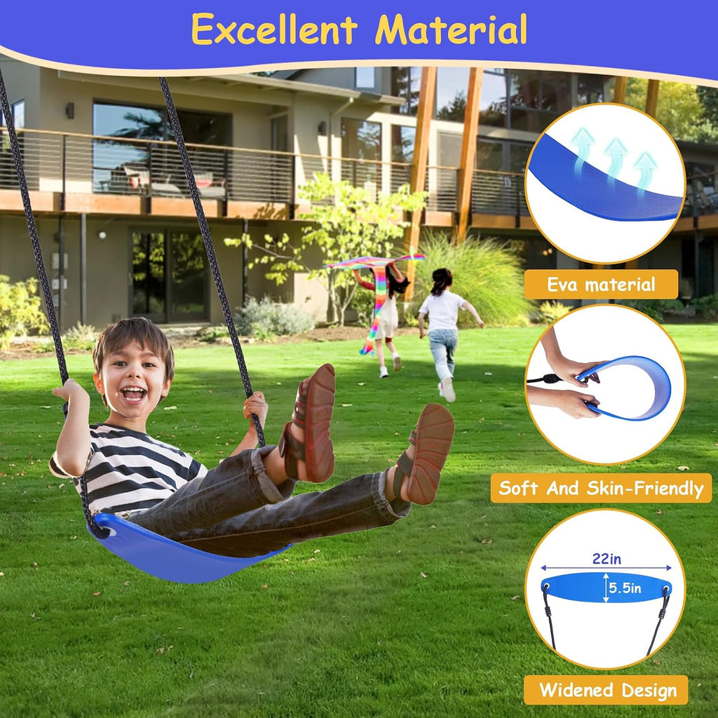 Swing Set for Backyard with Kids Slide 440lbs Heavy-Duty Metal A-Frame 1 Saucer Swing Seat 1 Swings Seat & 1 Slide