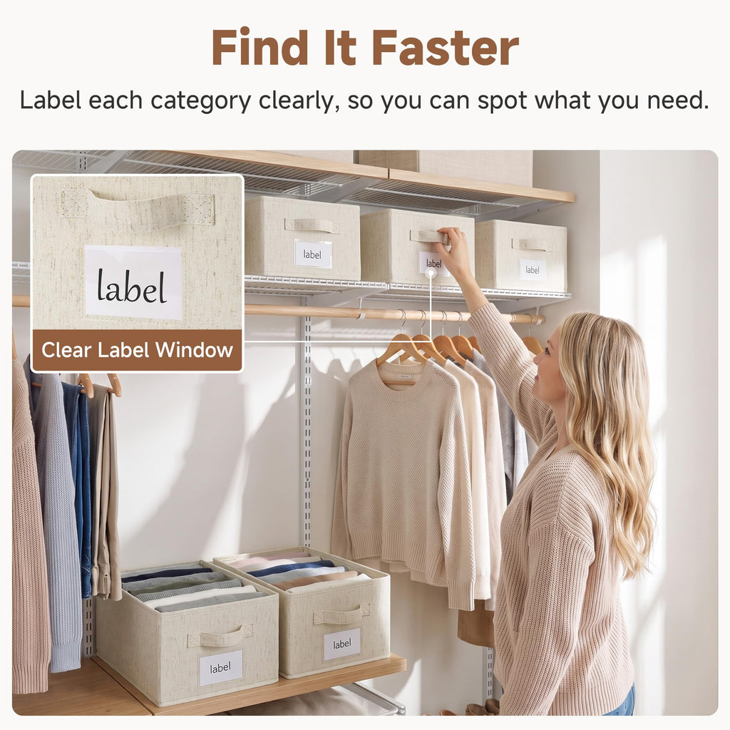 Linen Closet Organizer Bins with Divider, 16"x93⁄4"x63⁄4"