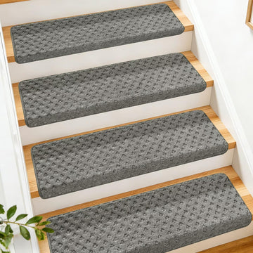 Bullnose Carpet for Wooden Steps Indoor, 14 Pack Grey