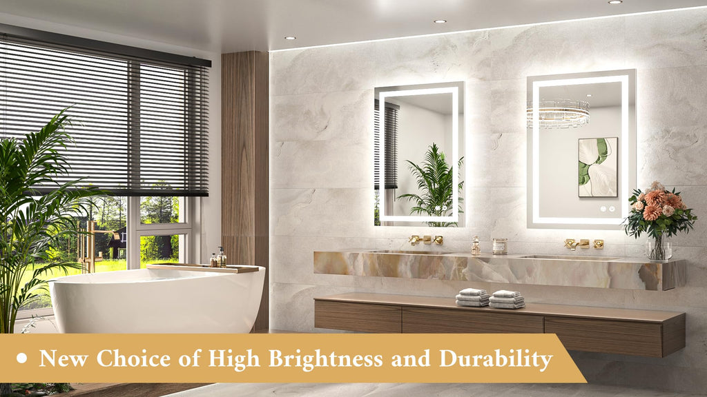 LED Bathroom Mirror 24 x 36 Brighter Light up Mirror with Lights, Front and Backlit Lighted Mirror 3-Color Dimmable