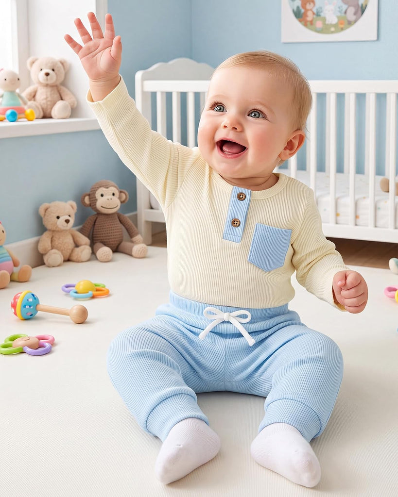 Baby Boy Clothes Two Piece Long Sleeve Top and Pants Fall Outfit Set