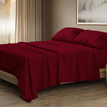 100% Egyptian Cotton Sheets California King Size - 1500 Series Cal King Sheets Egyptian Cotton (4 PC, Burgundy)