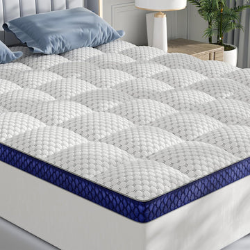 Queen Mattress Topper Viscose Derived from Bamboo, Ultra Soft Pillow Top Mattress Pad Bed Cover with Elastic Deep