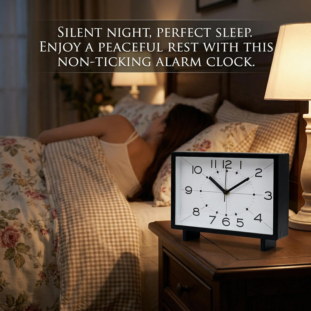 Modern Desk Clock, Silent Analog Mantel Clock for Shelf, Office & Living Room