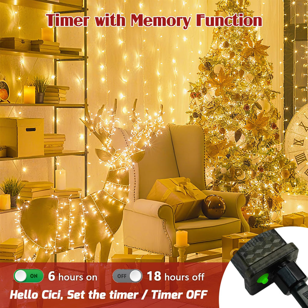 88FT Christmas String Lights Voice Controlled Remote, Warm White