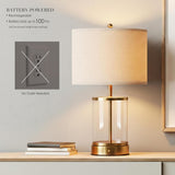 O’Bright Luma - Battery Powered Table Lamp, Cordless Glass Bedside Lamp with Rechargeable Battery
