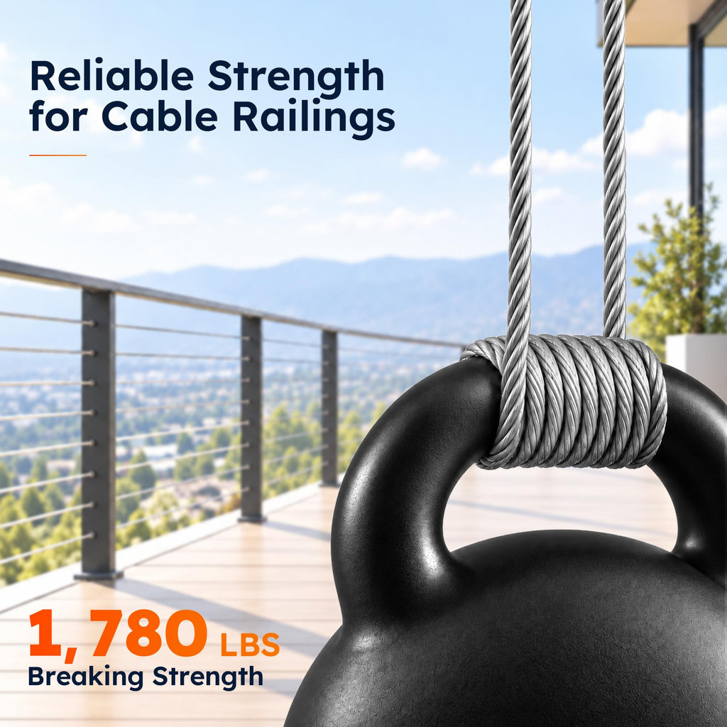 1/8" Stainless Steel Cable for Railing, 7x7 Wire Rope