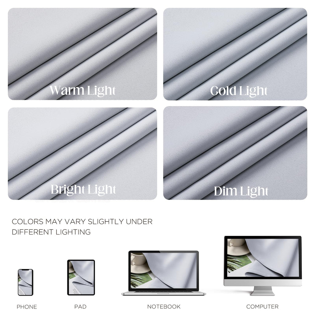 Grayish White Blackout Curtains 63 inch Length 2 Panels Set, Room Darkening Drapes Bedroom, Thermal Insulated Light