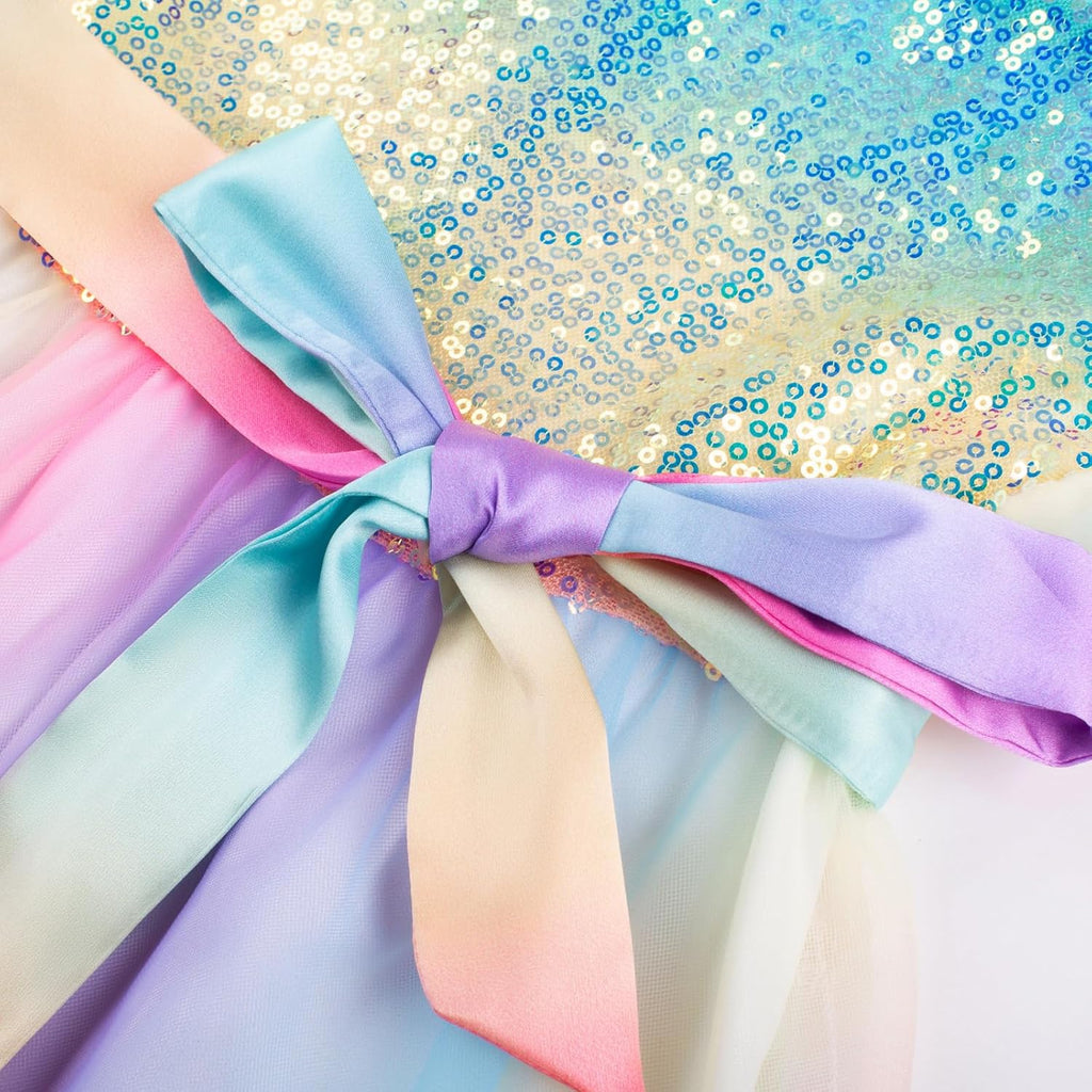 Girls Sequin Party Formal Dress Wedding Guest Sparkle Fancy Birthday Tulle High Low Prom Dresses
