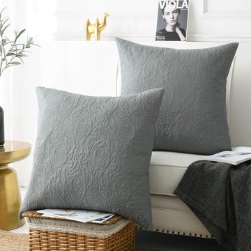 2 Pack Euro Sham Covers Euro sham 26x26 Grey Euro Sham 26 x 26 inches (Grey)