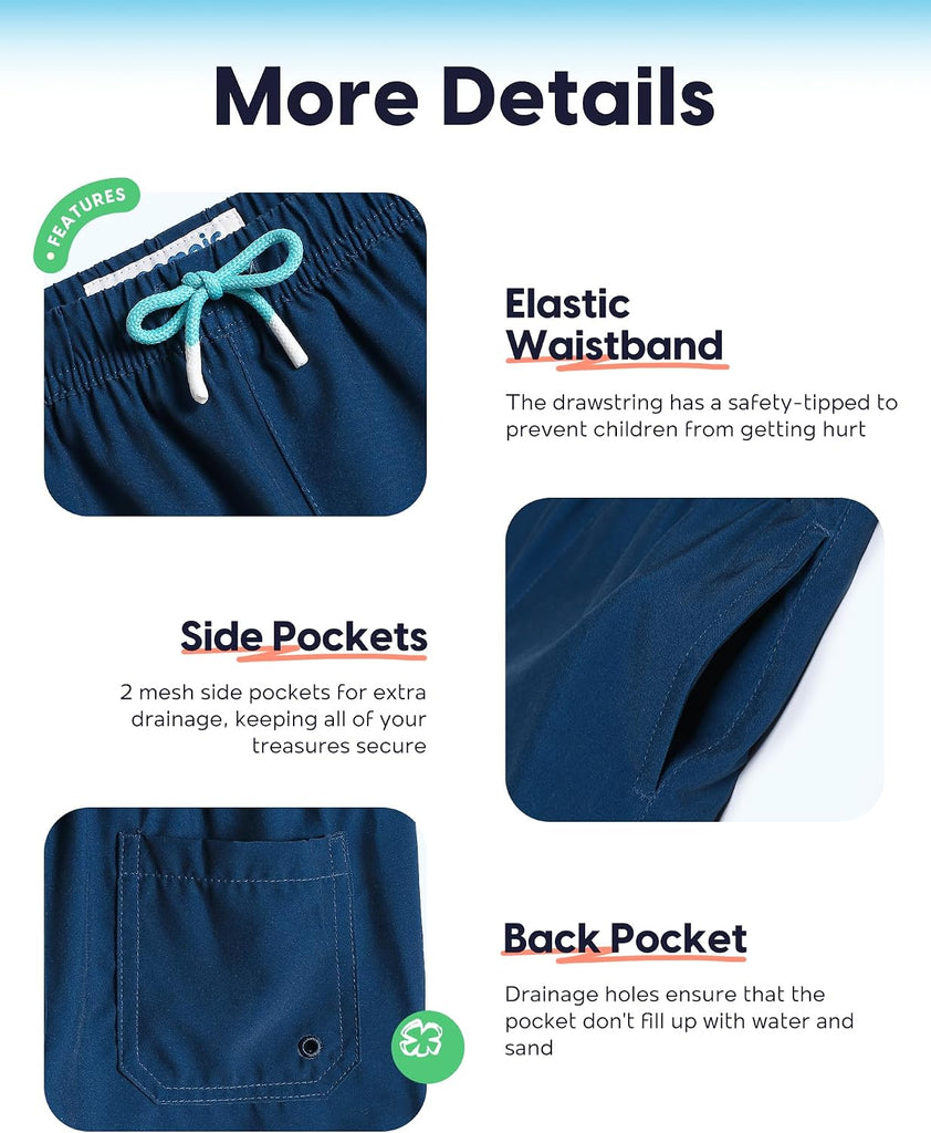 Boys Swim Trunks with Compression Liner Toddler Stretch Swim Shorts