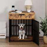 Dog Crate Furniture for Small Dogs, Wooden Dog Kennel with Flip Top Drawer