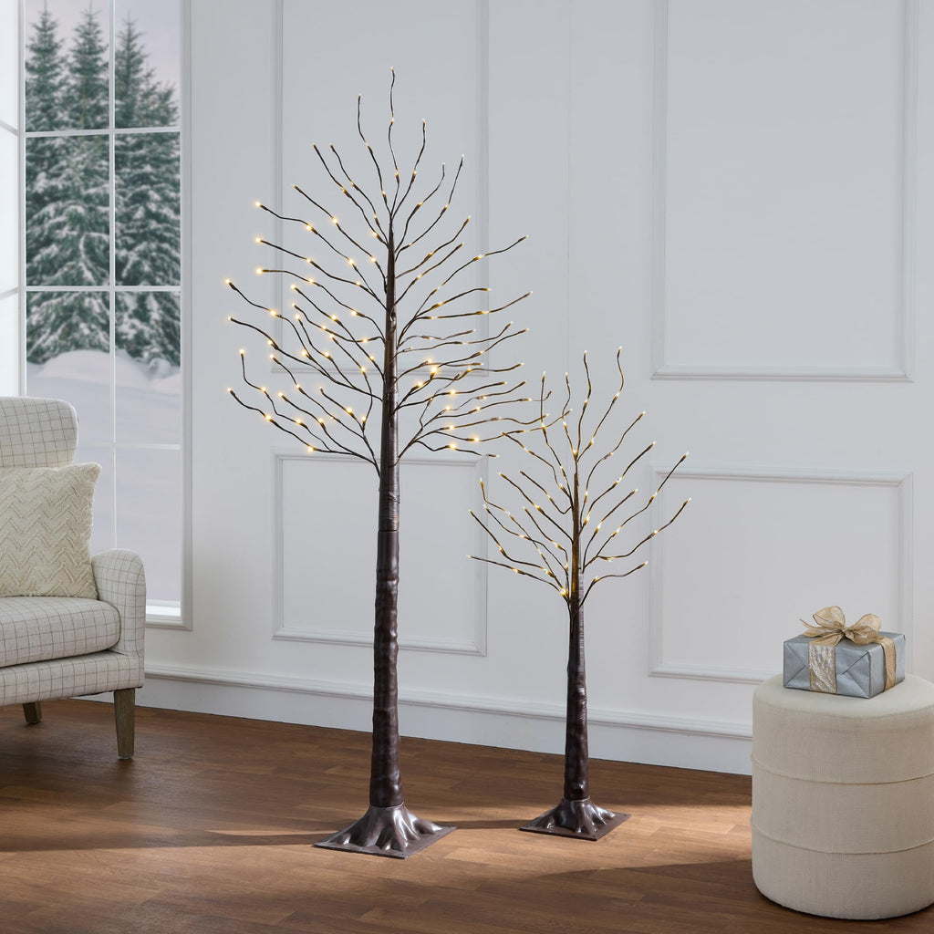 4ft, 6ft and 8ft Lighted Birch Tree, 3Pk w/LED Lights, 12 Color Options w/Warm White, Festival, Party, Holiday