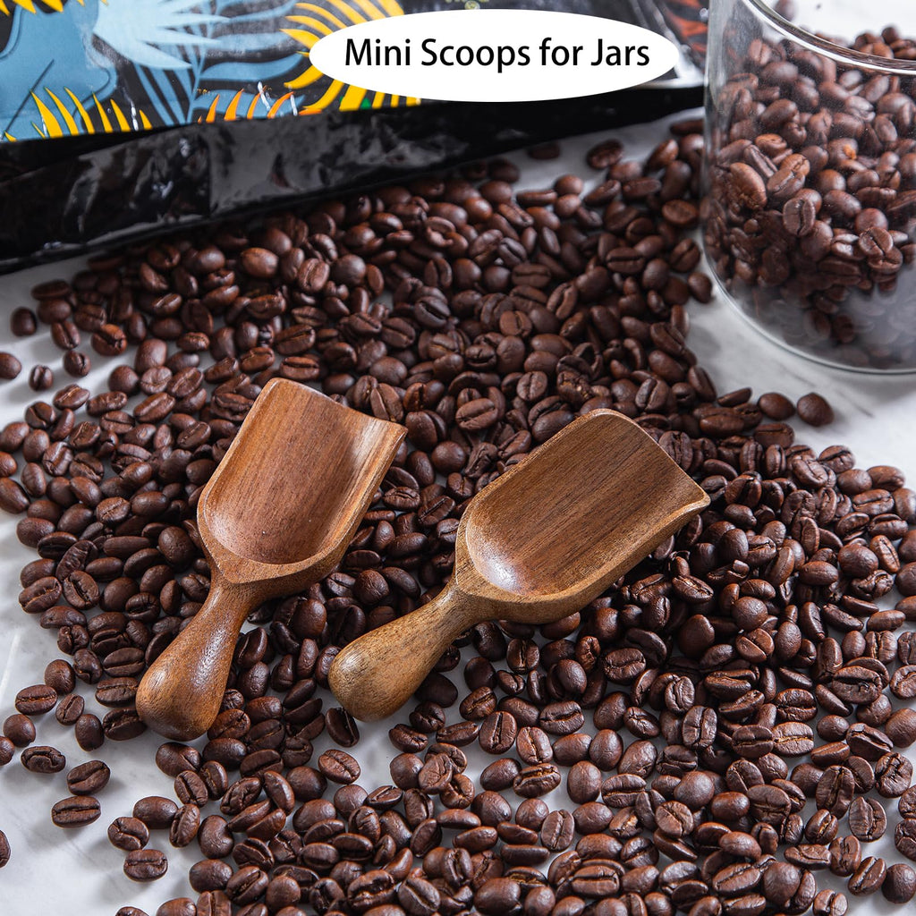 Wooden Scoop for Canisters 6PCS Acacia Wood Scoops for Jars Measuring Spoons for Ground Coffee Scoops Wooden Scoops