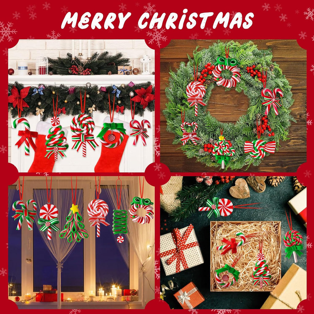 Christmas Lollipop Ornaments, Candy Christmas Tree Decorations - Set of 16