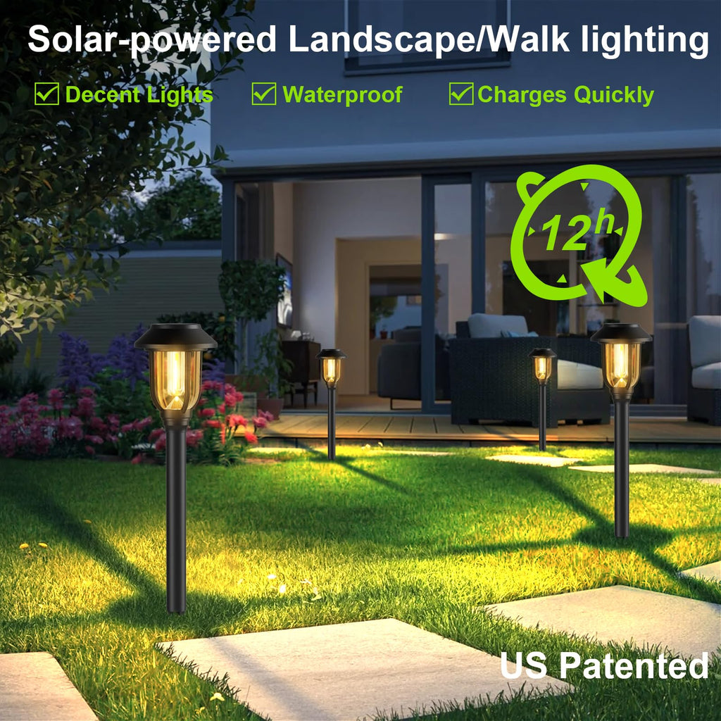 Solar Pathway Lights Outdoor 12 Pack,Warm White Solar Lights Walkway