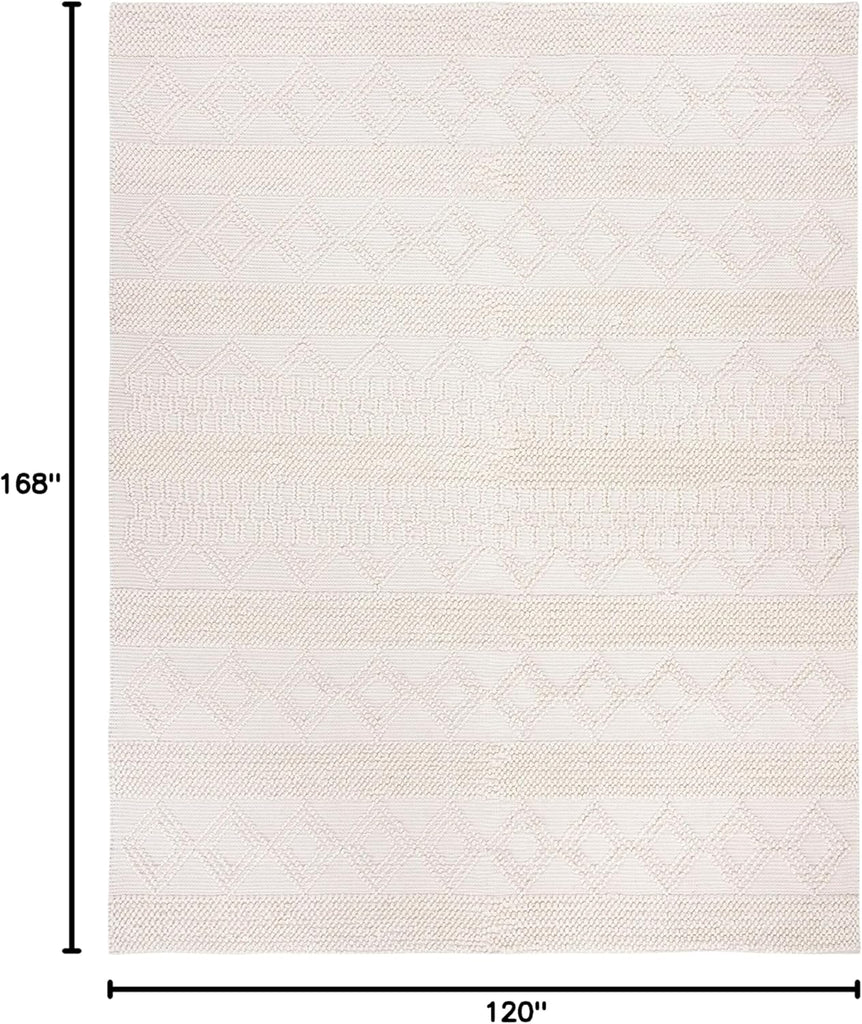Natura Area Rug - 10' x 14', Ivory, Handmade Moroccan Boho Tribal Wool & Cotton