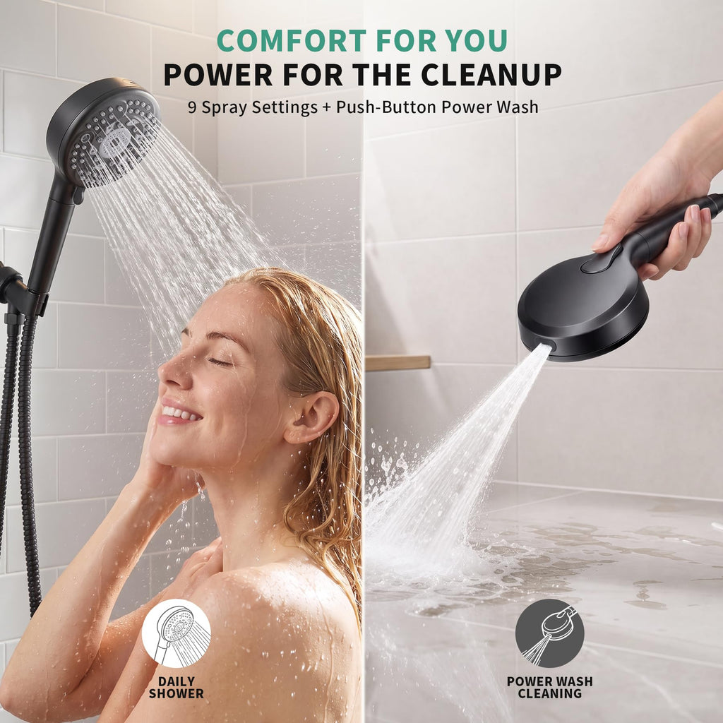 High Pressure Filtered Handheld Shower Head, Black, 4 Filters