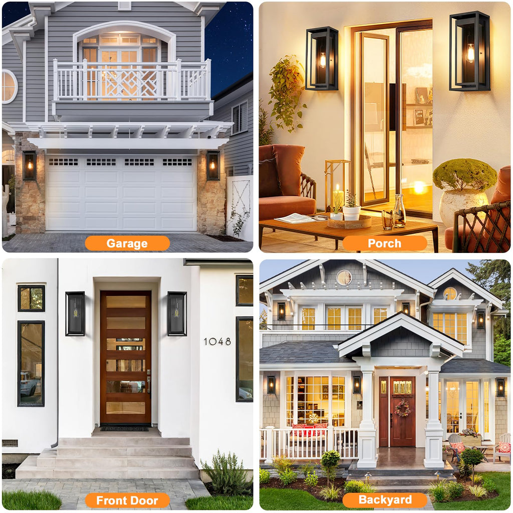 19 Inch Outdoor Wall Light Fixtures, Outside Porch Lights- Black