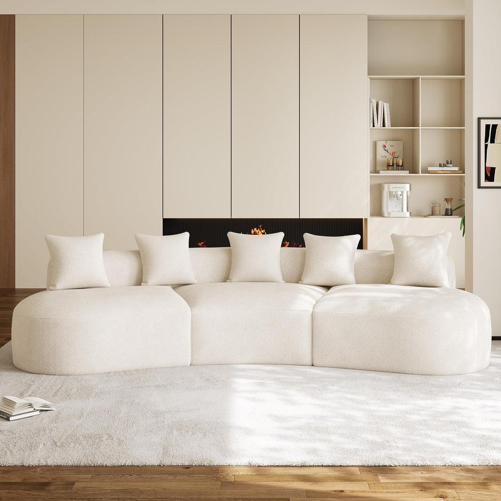 134" Modern Curved Sectional Sofas, Beige White