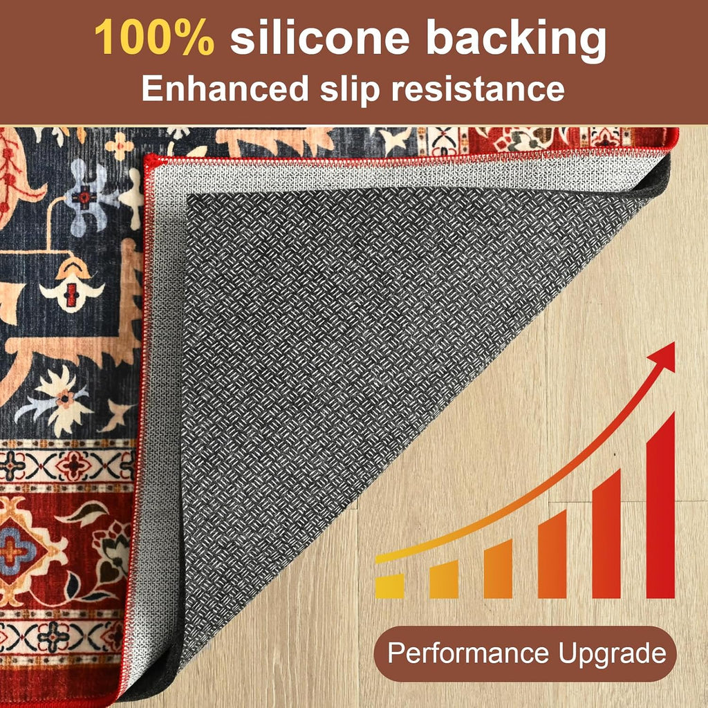 9x12 Feet Non Slip Rug Pad 1/4 inch Thick Felt and Silicone Backing, Dual Surface Cushion Rug Gripper for Hardwood - Set of 108