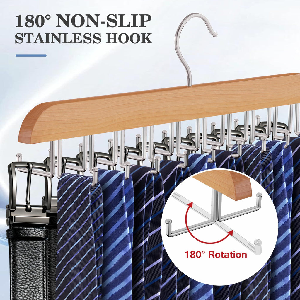Tie Rack Hanger for Closet, 2 Blet Organizer for Men with 20 Foldable Hooks
