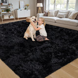 8x10 Black Shag Area Rug, Ultra Soft Fluffy Washable Non-Slip Plush Carpet for Bedroom Nursery