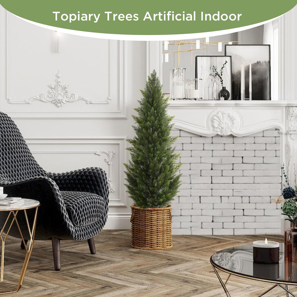 6FT UV-Resistant Artificial Cedar Trees for Front Porch Set of 2