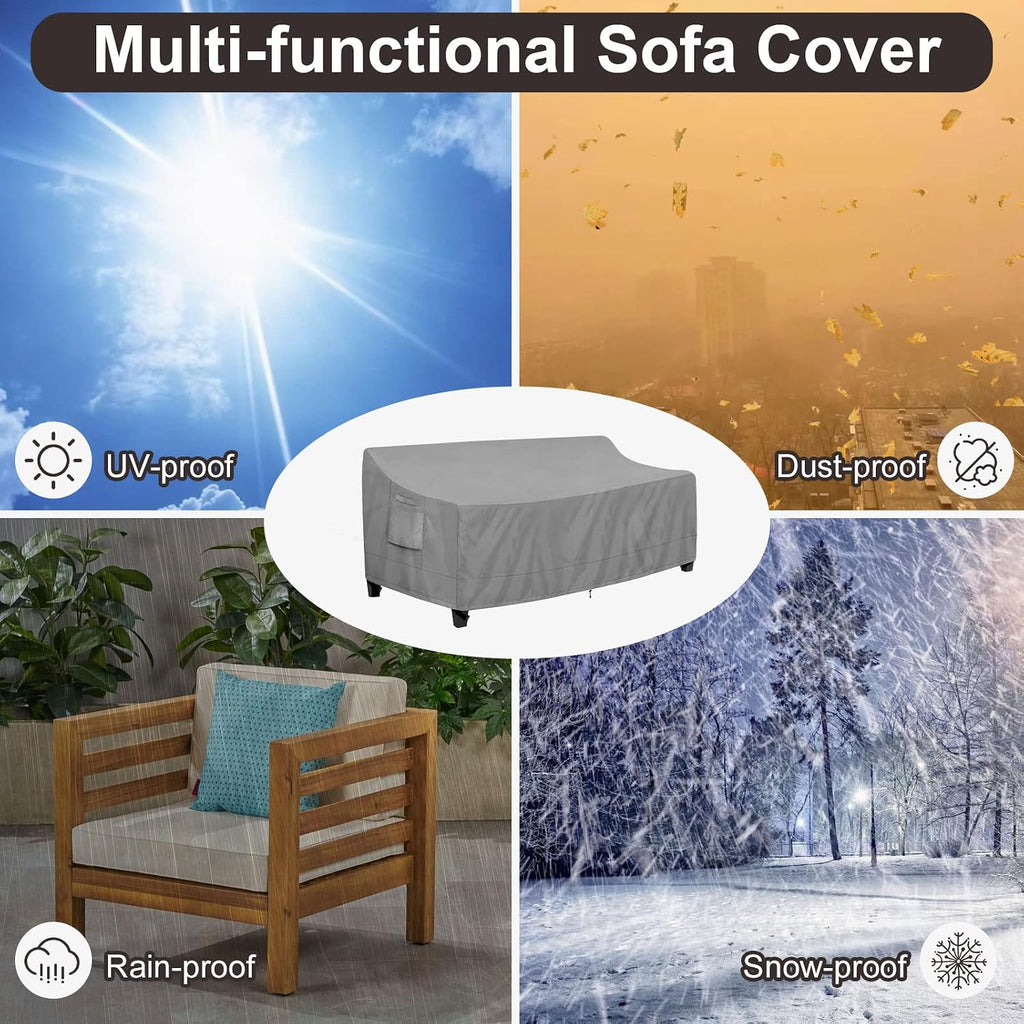 Outdoor Couch Cover Waterproof Patio Sofa Furniture Covers 3-Seater | Heavy Duty Outdoor Lawn Furniture Covers with