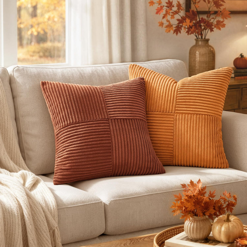 Fall Rust Boho Decorative Throw Pillow Covers for Couch 20x20 Inch