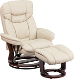Modern Reclining Swivel Lounge Chair and Ottoman — Beige