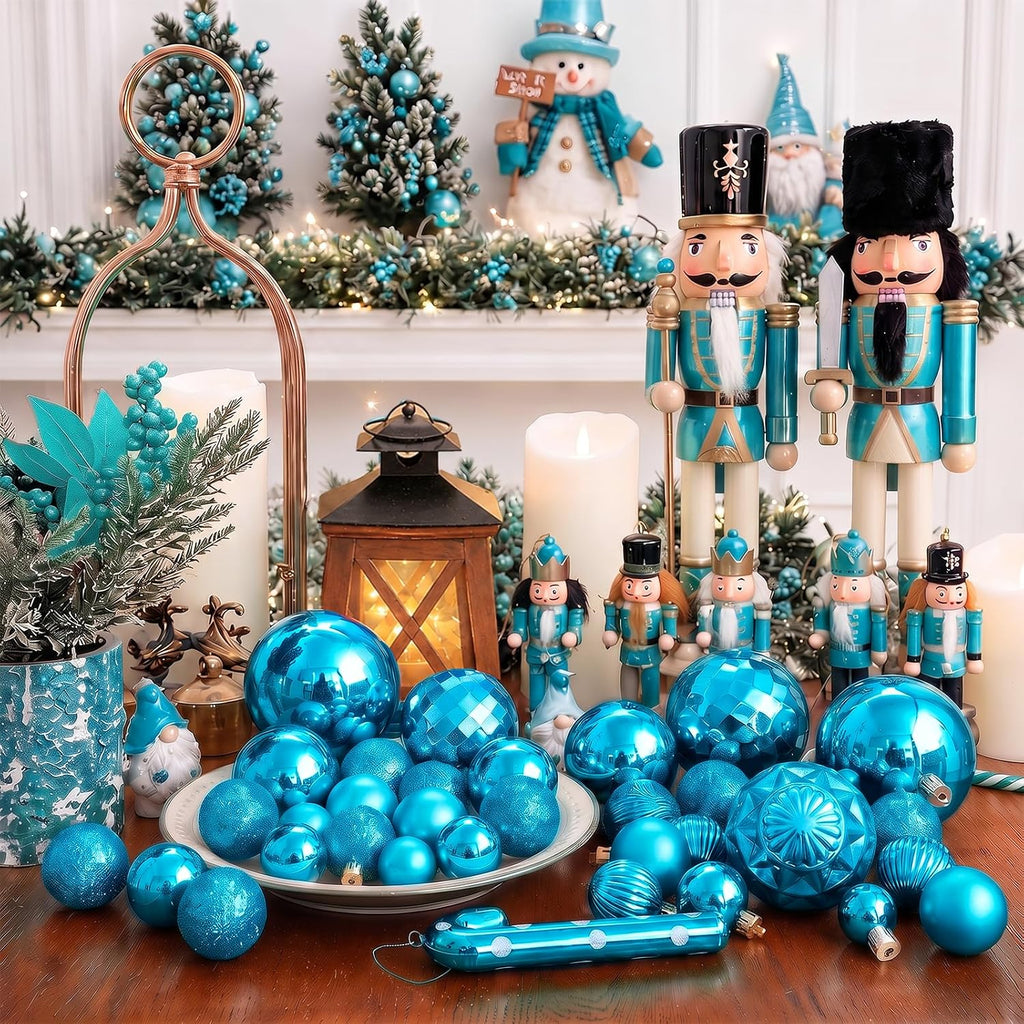 60mm/2.36" Christmas Ball Ornaments Shatterproof Christmas Ornaments Set Decorations Balls - (2.36'', Lake Blue) - Set of 24