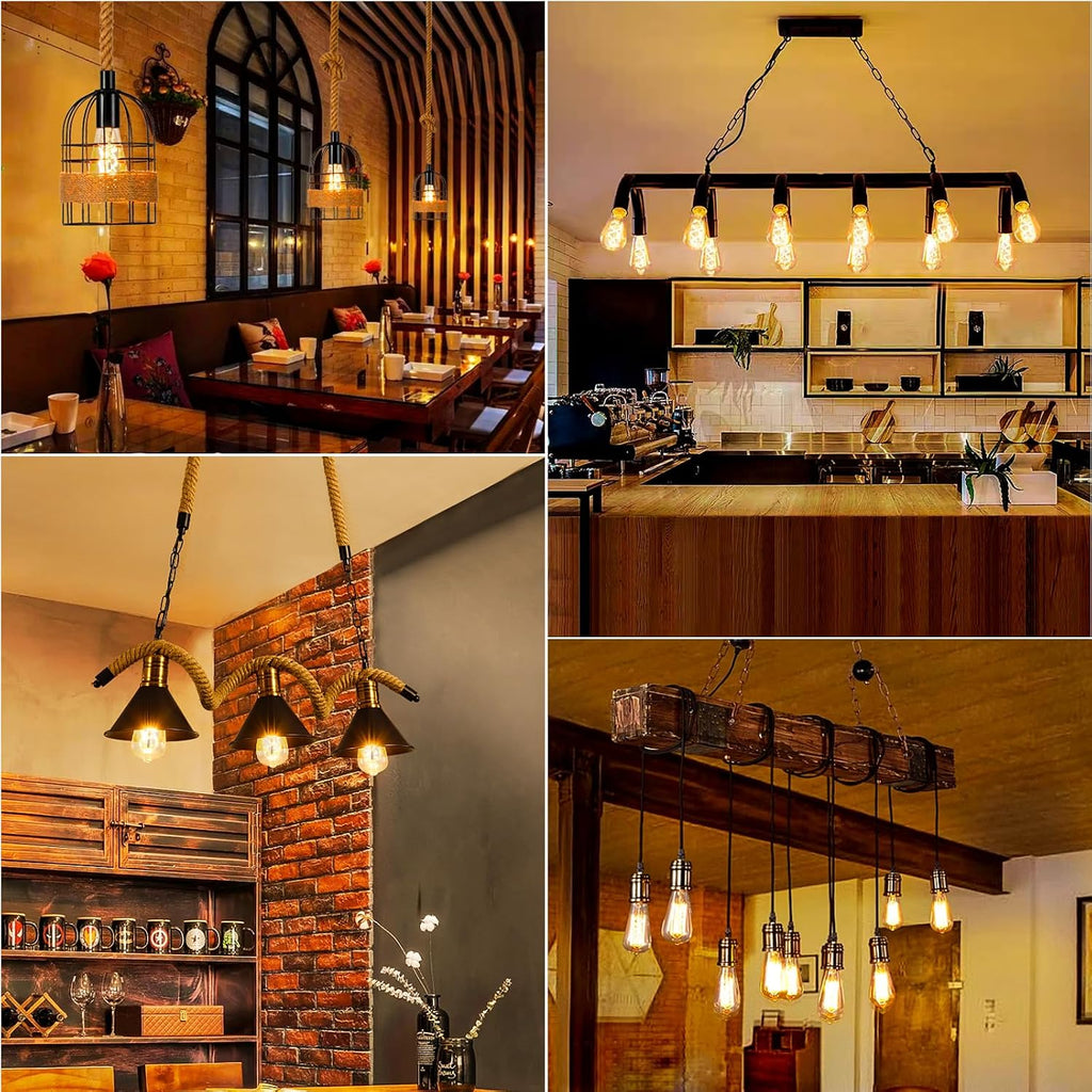 ST64 LED Edison Bulbs, 4W Equivalent 40 Watt, 4-Pack 2700K Amber Warm White Light Bulbs, E26 Base Bulb Dimmable