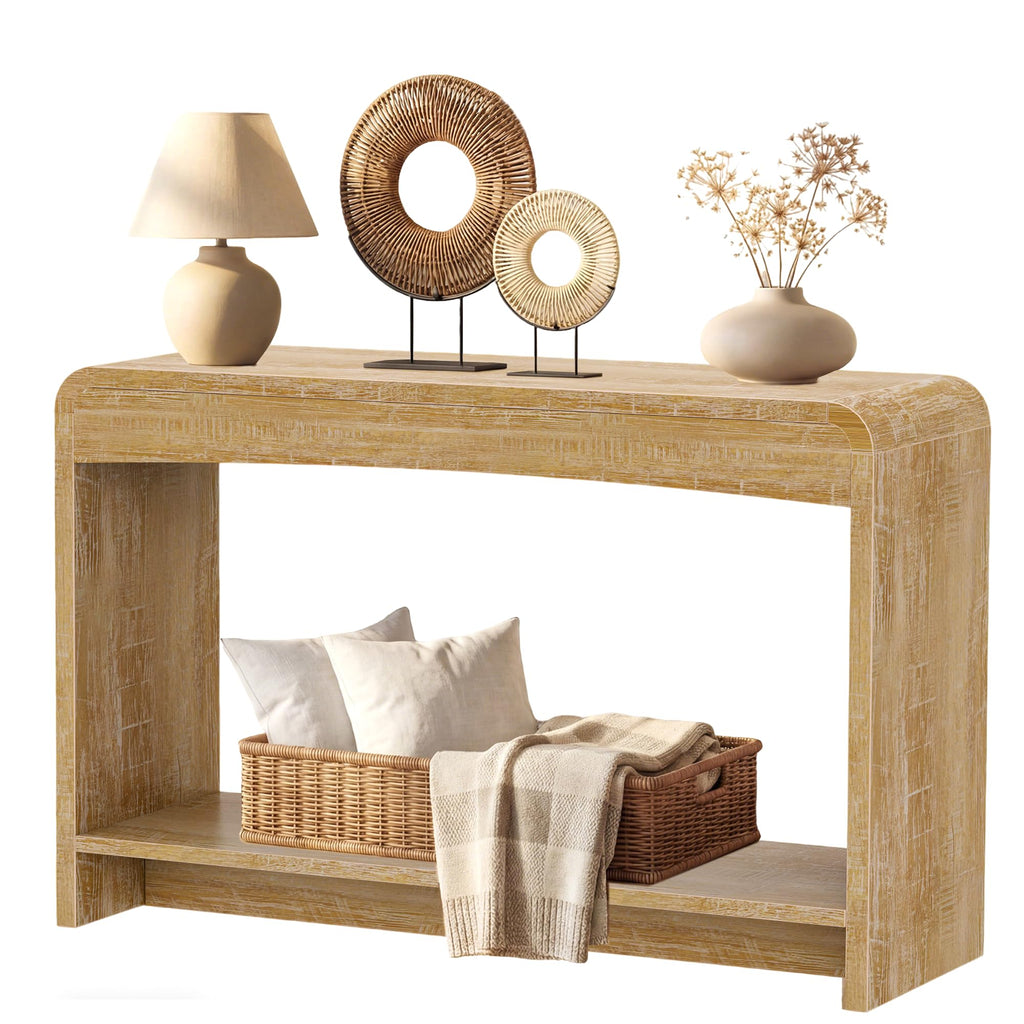 Farmhouse Entryway Table, 43.7" Console Table with Open Shelf