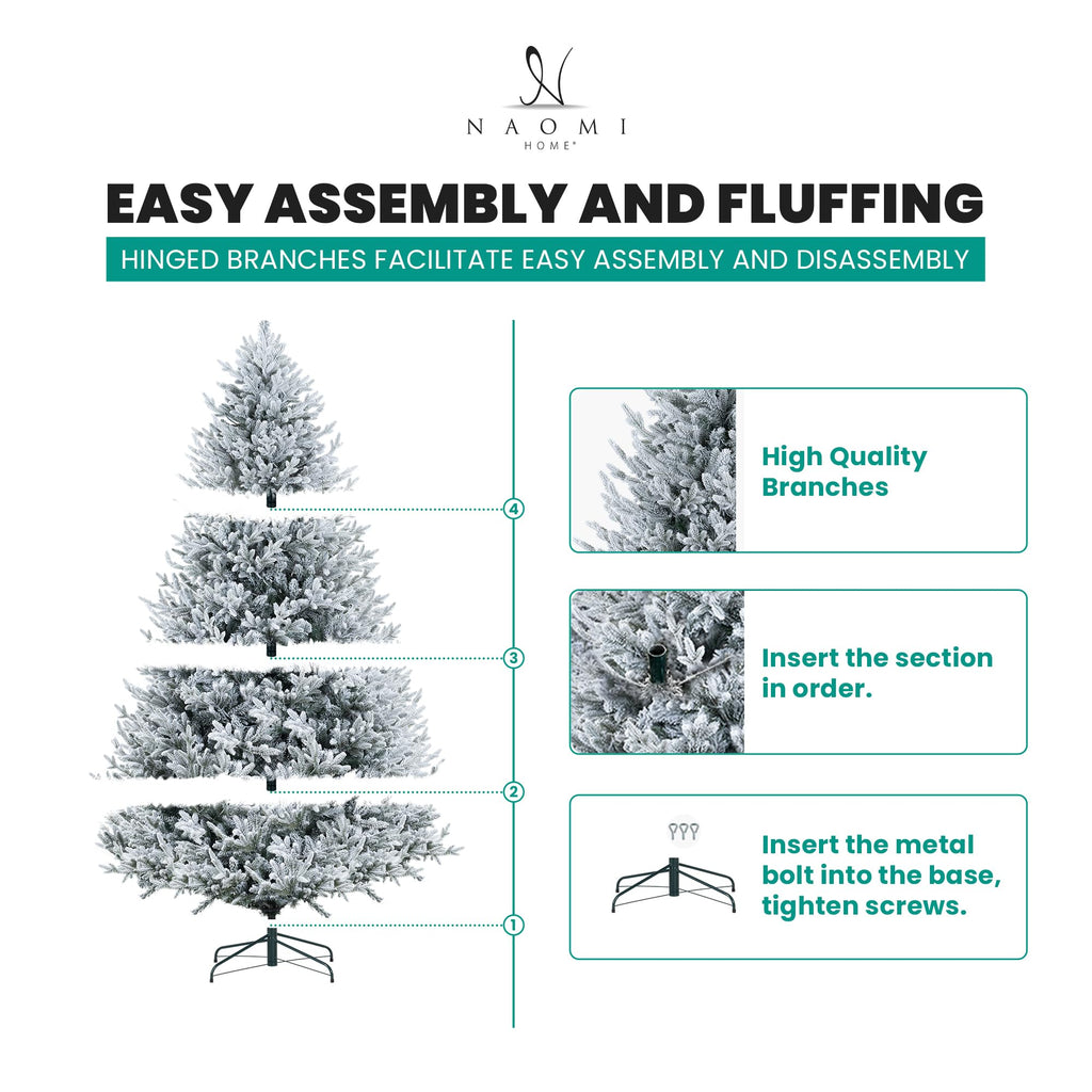 7.5ft Snow Flocked Pre-Lit Christmas Tree