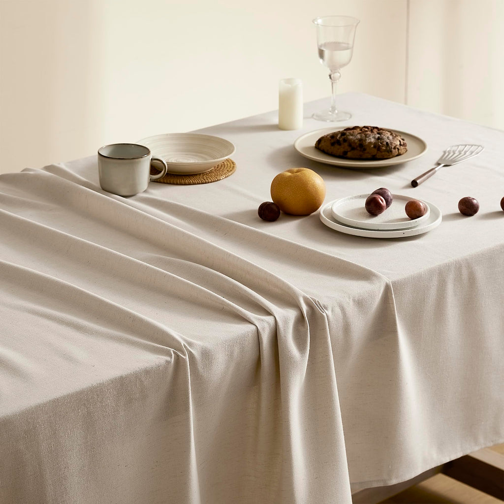 Beige Linen Table Cloths for Rectangle Tables Farmhouse Rustic Modern Neutral Fabric Oblong Tablecloth Rectangular