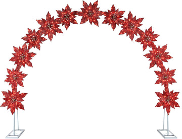 8.5 ft. Illuminated Poinsettia Arch with Warm White LED Lights, Outdoor Christmas Archway Decoration, Holiday Display