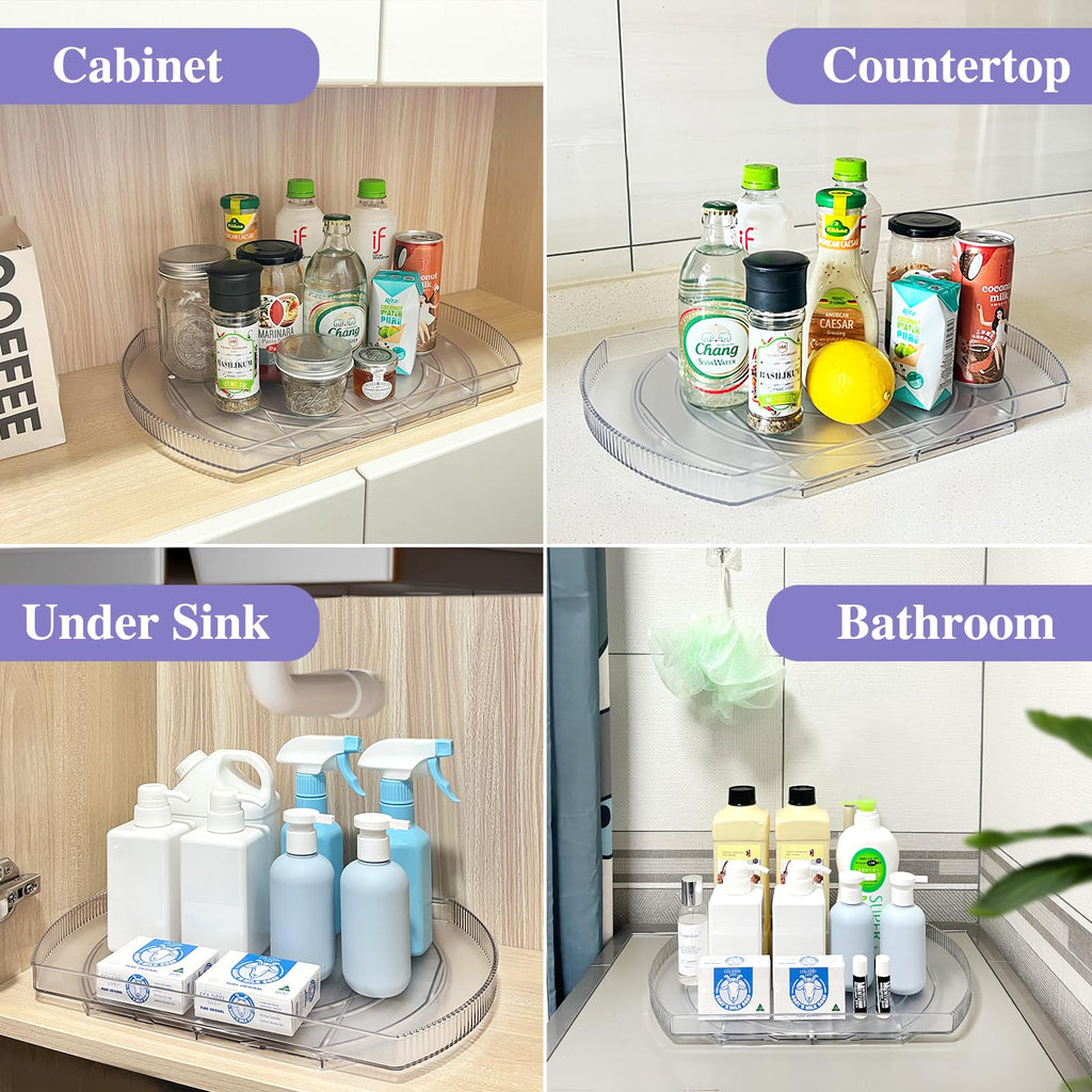 360° Rotating Lazy Susan Turntable - Multifunctional Rectangular Organizer 16.5" x 11.1" for Refrigerator, Cabinet